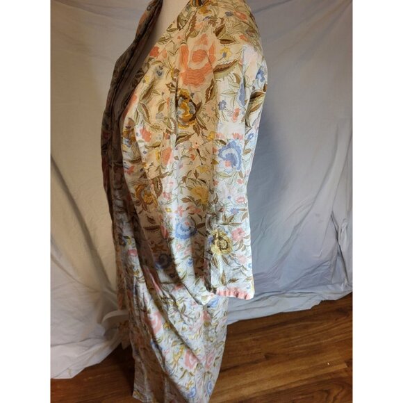 SMITHSONIAN INSTITUTION Cream Japanese Kimono Caftan Robe Floral Print Size‎ M? - Picture 4 of 6